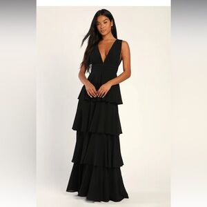 Evening Black Tiered Maxi Dress